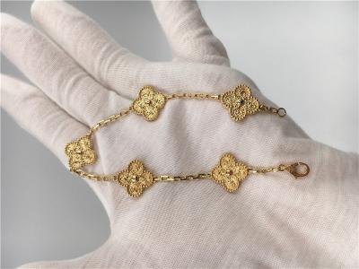 China Women'S Yellow 5 Motifs 18K Gold Bracelet Vintage Alhambra No Gemstone for sale