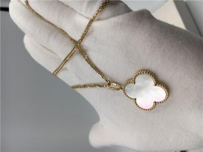 China Long Yellow 18K Gold Necklace Elegant White Mother Of Pearl For Ladies for sale