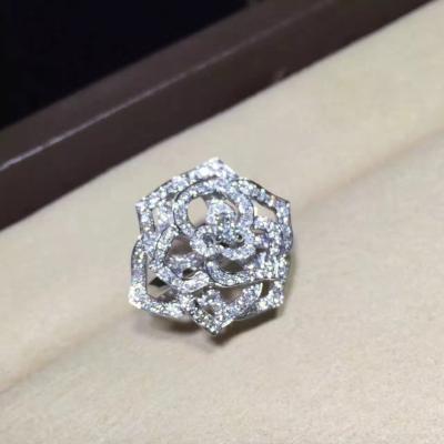 China Piaget Rose Ring High End Custom Jewelry 18K White Gold Set With Diamond for sale