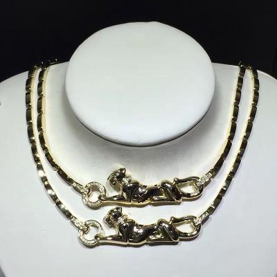 China 18K Yellow Gold High End Custom Jewelry  Panther Necklace With Diamonds / Lacquer for sale