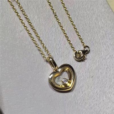 Cina pendente del diamante dell'oro giallo 18K, collana di diamante di galleggiamento delle donne su misura in vendita