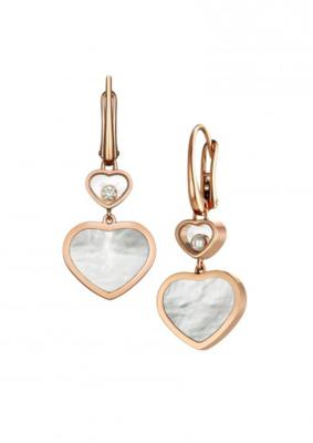 China Ladies Chopard Jewelry Happy Gold Heart Earrings 18K With Natural Diamonds Stone for sale