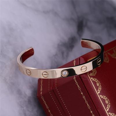 China Love Bracelet Open Bangle 18K Yellow Gold With 1 Diamond for sale