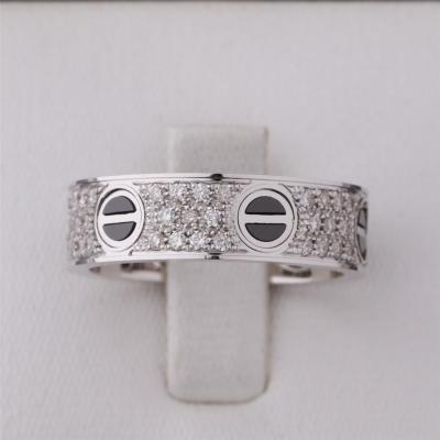 中国 古典的な愛リング完全なDIAMOND-PAVED陶磁器の白い18K金のダイヤモンド 販売のため