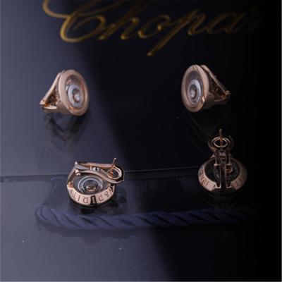 中国 Chopardのダイヤモンドが付いているローズの倫理的な金の倫理的なホワイト ゴールドの幸せな精神のイヤリング 販売のため
