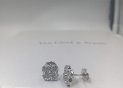China Van Cleef Arpels Sweet Alhambra Earstuds 18K White Gold Round Diamonds for sale