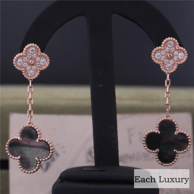 Chine VCA Alhambra Earrings magique 2 motifs 18K Rose Gold CONTRE le diamant VCARP2R200 nacré à vendre