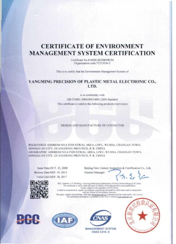 ISO14001:2004 - Hitop industrial (HK) co., Ltd