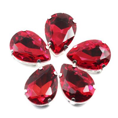 China Handmade Brooch Rhinestone Settings Water Drop Sewing Gems Shiny Pastie Burlesque Ornaments Bling Garment Accessories for sale