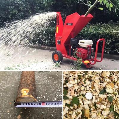 China Recoil Starting Small Portable Wood Chipper CE Gasoline Garden Shredder Self Feed for sale