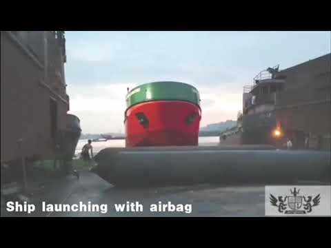 Ship launching with marine rubber airbag