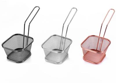China Customized 316 Stainless Steel Wire Mesh Baskets / Square Fry Basket for sale