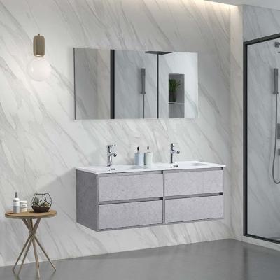 China Allure European Style Bathroom Furniture Cabinets Floating Bath Top Double Sink for sale