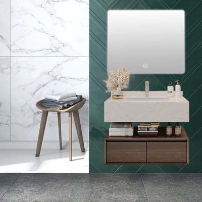 China SONSILL Wall Mount Bathroom Vanity WALNUT Bathroom Vanity And Wall Cabinet Set for sale