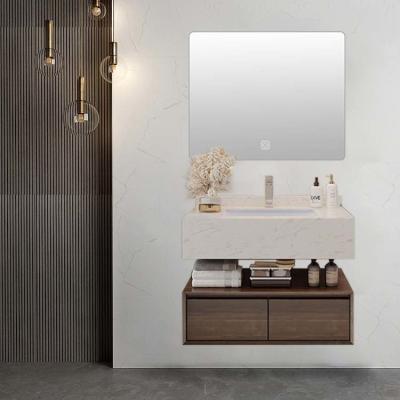 China Plywood Modern Bathroom Vanity With Mirror Cabinet For Hotel for sale