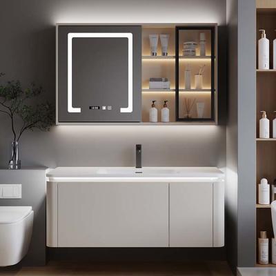 China Espejo estrellado del lavabo LED de Grey Small Vanity Unit With y gabinete lateral en venta