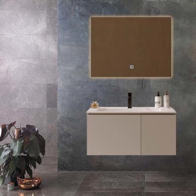 China Integrated Basin Wood Bathroom Vanity 80cm Bathroom Vanities With Mirror for sale