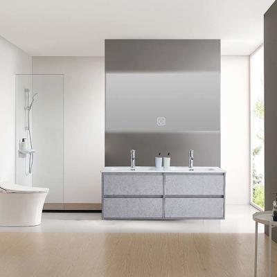 China Plywood Bathroom Vanity With Top And Mirror 120cm Double Sink for sale