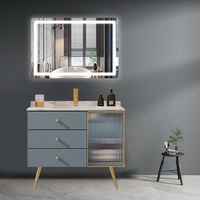 China American Style Bathroom Furniture Cabinets 36 In With Sink And LED Mirror for sale