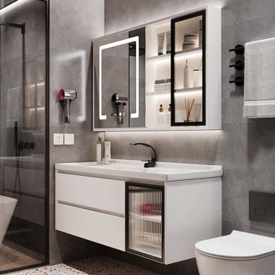 China Combined Wall Mount Bathroom Vanity Solid Wood Hotel Style Bathroom Vanity for sale