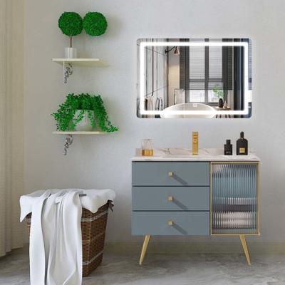China Modern Bathroom Cabinet With Mirror Waterproof  Floor Mounted for sale
