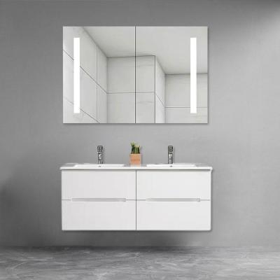 China Ceramic Basin PVC Bathroom Cabinets 4 Drawer Bathroom Vanity 118*46*47cm for sale