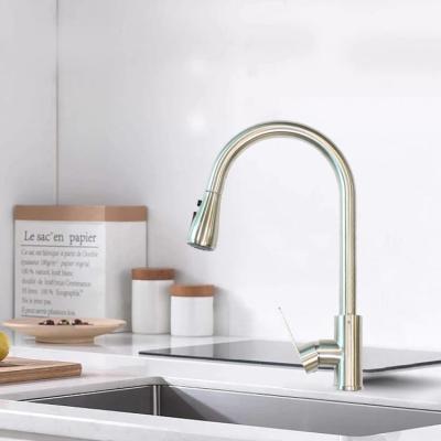 China Brushed Surface Single Handle Kitchen Mixer Stainless Steel Kitchen Faucet Accessories en venta