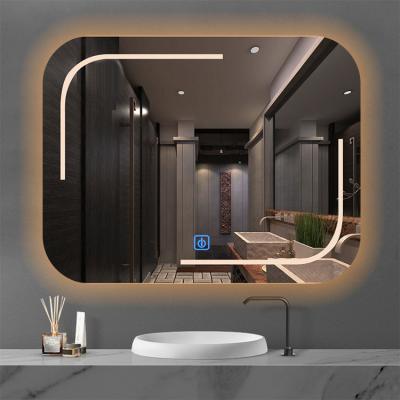 中国 Custom Smart LED Bathroom Mirrors Square / Rectangular Aluminum Wall Mirror With Light 販売のため