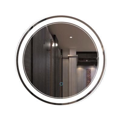 China Wall Mounted Round LED Bathroom Mirror Custom Aluminum Frame With LED Light en venta