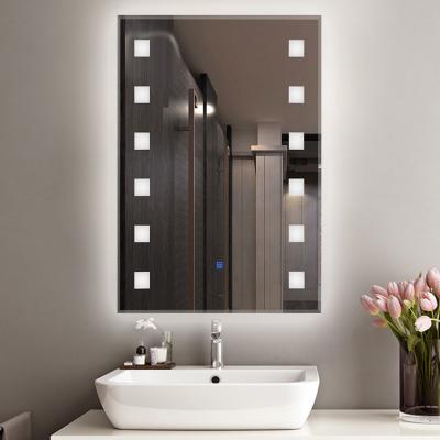 China Bathroom Intelligent Touch Wall Mounted Lighted Makeup Mirror 4mm Aluminum Te koop