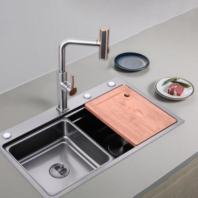 China Nano Silver Single Slot Stainless Steel Kitchen Sink Inner Basin Size 660*405mm for sale