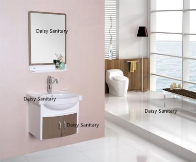 China Solid Door Small Bathroom Vanity Sink Combo , Finger Pull Handle Single Bathroom Vanity for sale