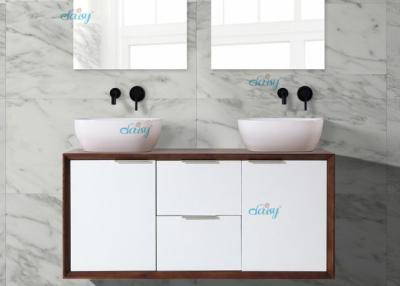 Chine Grande couleur de noix de vanité d'évier de salle de bains de robinet de double de l'espace avec le miroir à vendre
