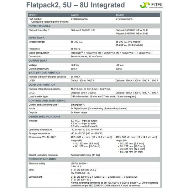 Quality Flatpack2 Integrated Embedded Rack Mounted Rectifier 48v System 150A To 600A for sale