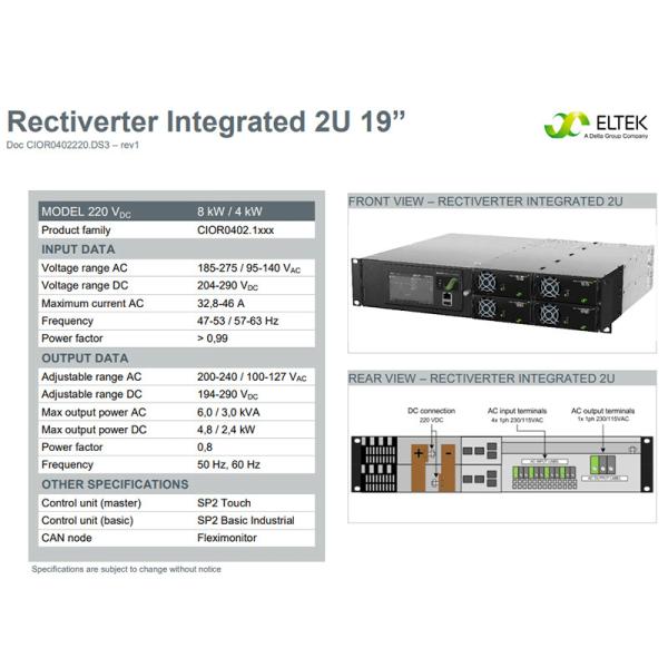 Quality Eltek Telecom Power Solutions 220VDC Rectiverter Integrated 2U 6kVA 1ph System for sale