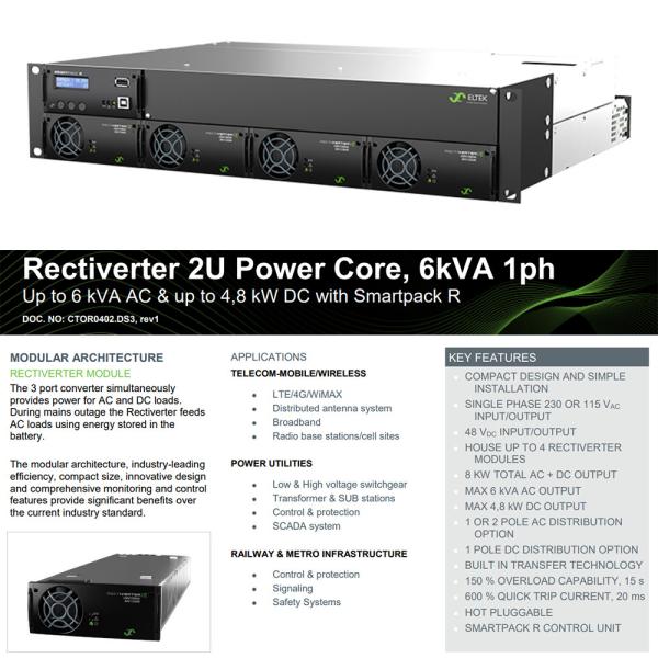 Quality Rack Mount Eltek 4.8KW Power AC DC Rectiverter 2U Power Core 6kVA 1ph with for sale