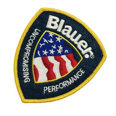 China custom 3D fabric embroidered patch badges iron on embroidery patches jacket patch for sale