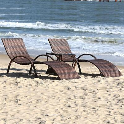 China Leisure pool PE rattan sunbed outdoor chaise lounge wicker rattan sun lounger beach chair for sale