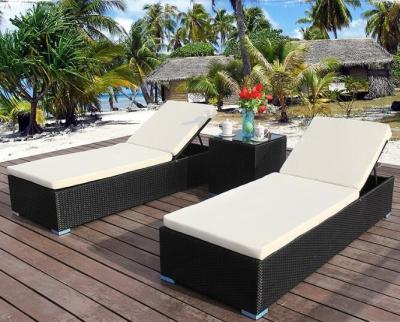 China PE Rattan patio Backyard beach Chaise Lounge chairs Leisure Aluminium Outdoor Garden wicker Chairs for sale