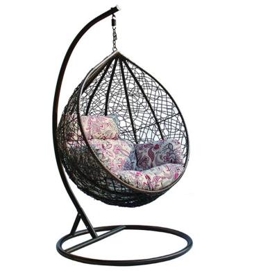 China Outdoor Patio PE Rattan Swing Chair With Metal Frame Cheap Egg shaped Hanging Chair for sale
