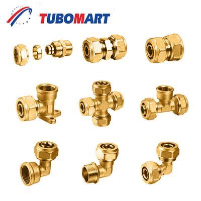 China Brass PEX Pipe Compression Fittings Chrome Plated For Leak Proof Connections for sale