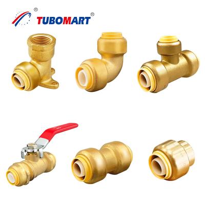 China Hot Cold Water Pex Push Fittings Lead Free Quick Connect Brass Fittings PN10 PN16 for sale