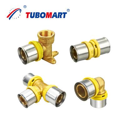 China Natural Brass Pex Press Crimp Fittings High Performance Alu Pex Press Fitting TH Type for sale
