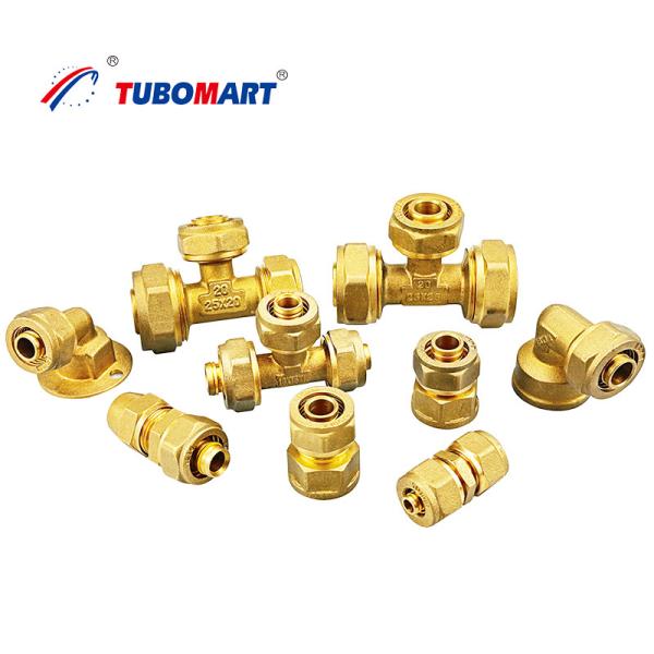Quality Compression Brass Pex Crimp Fittings Demountable For Pex Multilayer Water Pipe for sale