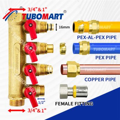 China 1/2 Inch Brass Pex Manifold 150 Psi For Plumbing Projects 200°F Max Temperature for sale