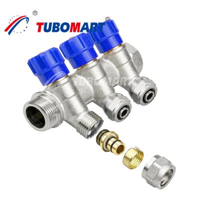 China Floor Heating Systems Brass Plumbing Manifold 2 - 12 Outlets Water Pipe Manifold for sale