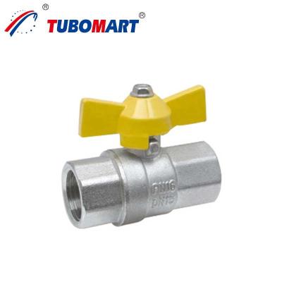 China High Pressure Brass Gas Valve 1/2 Inch Shut Off Ball Valve With Yellow Handle for sale