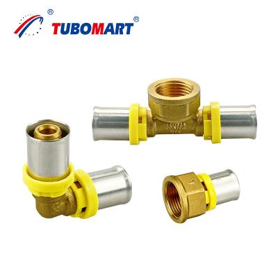 China Brass PEX Press Fittings Press Fit Connection for PEX Tubing Natural Brass or Customized for sale