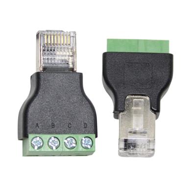 China RJ45 Network Male Plug 8P8C to 4 Pin Screw Terminal Blocks RS485 Adapter for sale