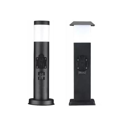 China Black Stainless Steel Electrical Power Sockets Outdoor Garden Power Outlet LED Post Light Yard Stake for sale